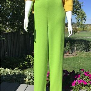 St. John Bright Green Wide Leg Pants